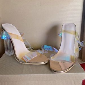 Open Tow Two Part Chunky Heels